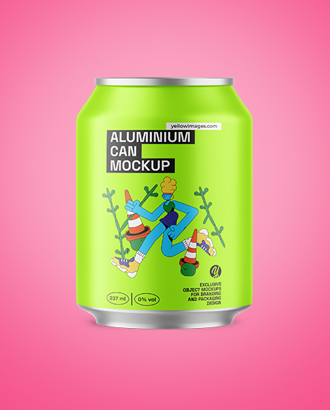237ml Matte Aluminium Drink Can Mockup