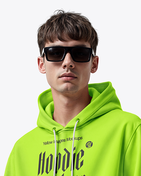 Young Man Wearing Hoodie and Short Mockup