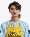 Asian Man Wearing Apron and Mandarin Neck Shirt Mockup