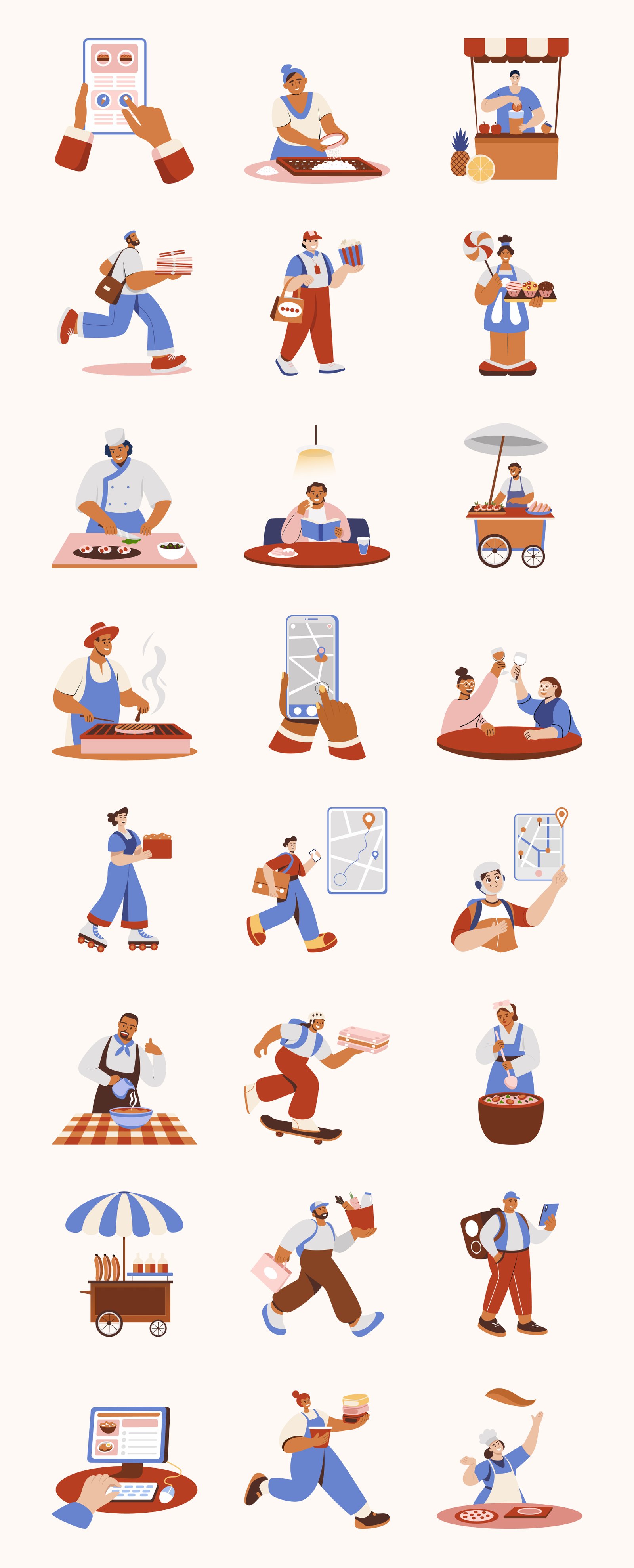 Food and Delivery Illustration