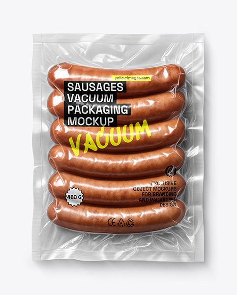 Clear Plastic Flow-Pack with Sausages Mockup