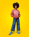 Black Woman Wearing an Oversize Sweatshirt and Jeans Mockup