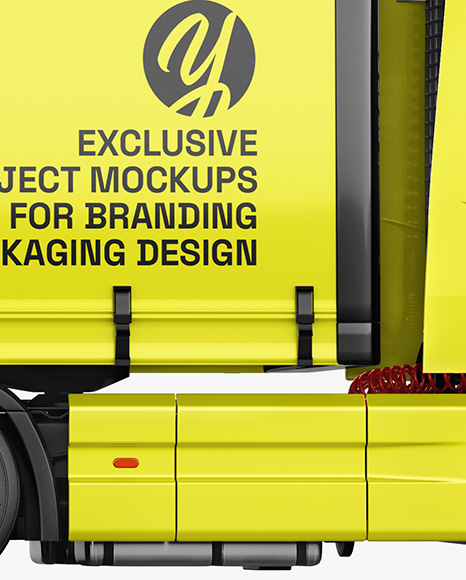 Semi Trailer Truck Mockup - Side View