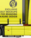 Semi Trailer Truck Mockup - Side View