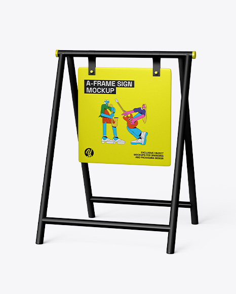 A-Frame Sign Mockup - Side view - Poster advertising mockup