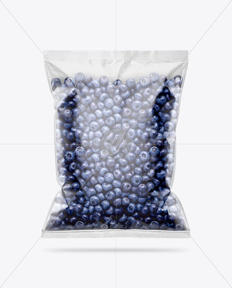 Plastic Bag With Blueberries Mockup