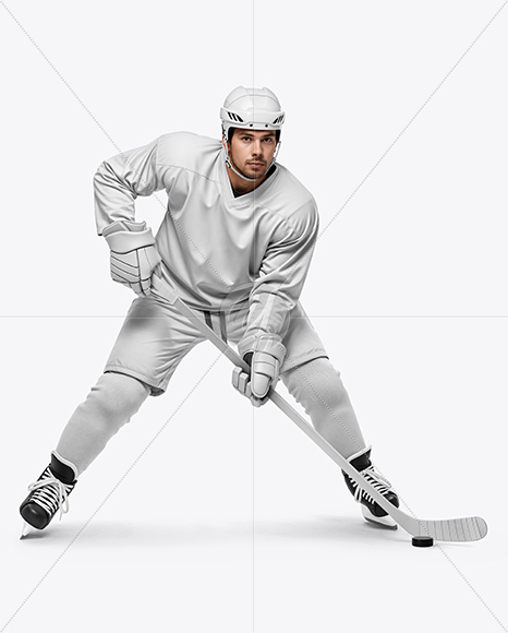 Man Wearing Full Ice Hockey Uniform Mockup