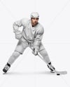 Man Wearing Full Ice Hockey Uniform Mockup