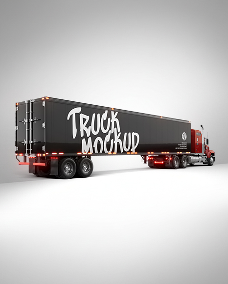 Truck Semi Trailer Mockup - Back Half Side View