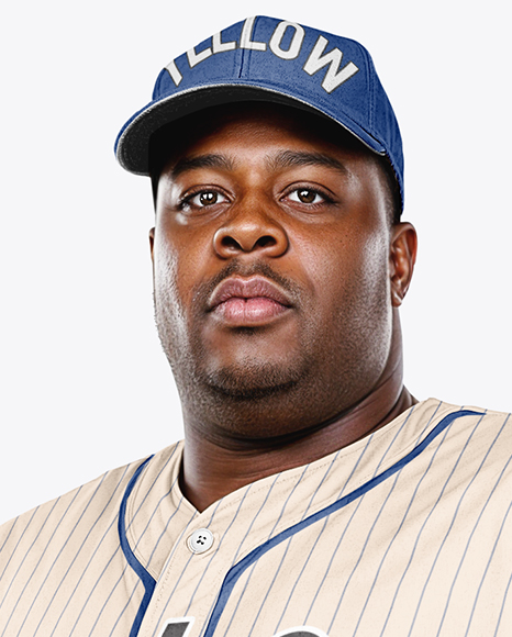 Black Man Wearing a Full Baseball Kit Mockup