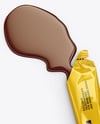 Opened Glossy Stick Sachet with Liquid Mockup