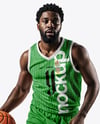 Afro-American Basketball Player Wearing Full Basketball Uniform Mockup