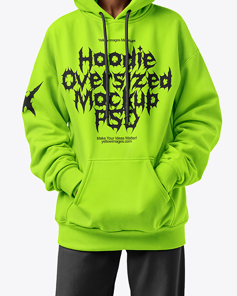 Black Woman Wearing Oversize Hoodie with Kangaroo Pocket & Sweatpants Mockup