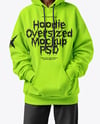Black Woman Wearing Oversize Hoodie with Kangaroo Pocket & Sweatpants Mockup