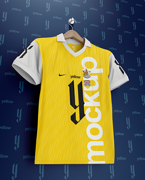 Soccer Polo Jersey on a Wooden Hanger Mockup