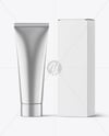 Metallic Cosmetic Tube with Box Mockup