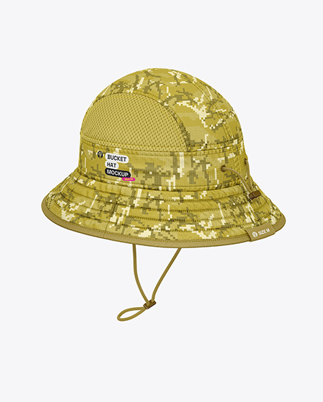 Ripstop Bucket Hat Mockup - Back Half Side View