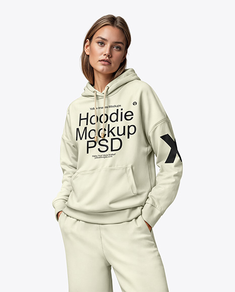 A Woman in a Hoodie Mockup