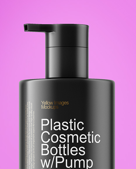 Plastic Cosmetic Bottles with Pump Cap Mockup