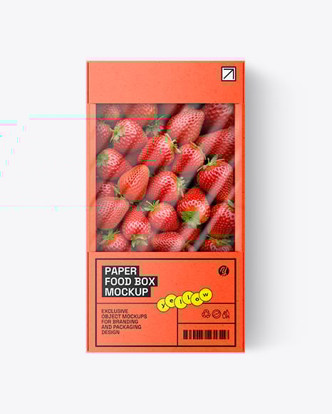 Kraft Strawberry Box Mockup - White box mockup