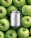 8.5oz Drink Can on a Stack of Green Apples Mockup