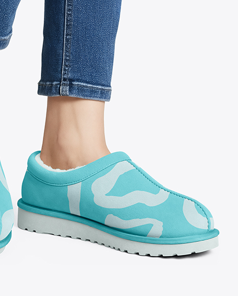UGG Slippers on Woman's Legs Mockup