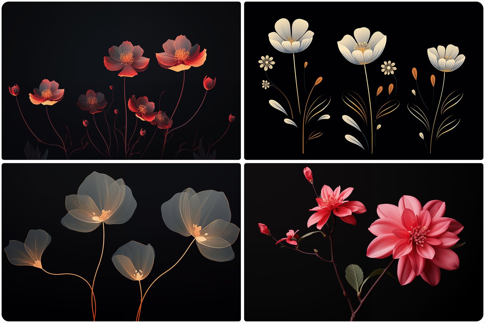 120 Flowers Poster Illustration Backgrounds