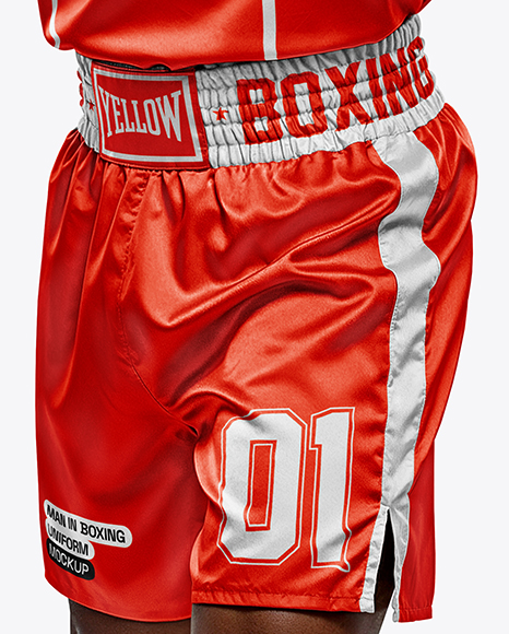 Afro-American Man Wearing Full Boxing Kit Mockup