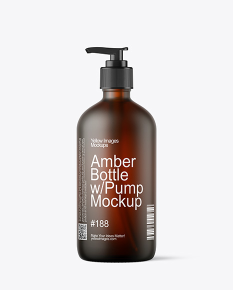 16oz Amber Bottle with Pump Mockup - Soap package mockup