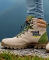 Pair of Hiking Boots on Woman's Legs with Jeans Mockup