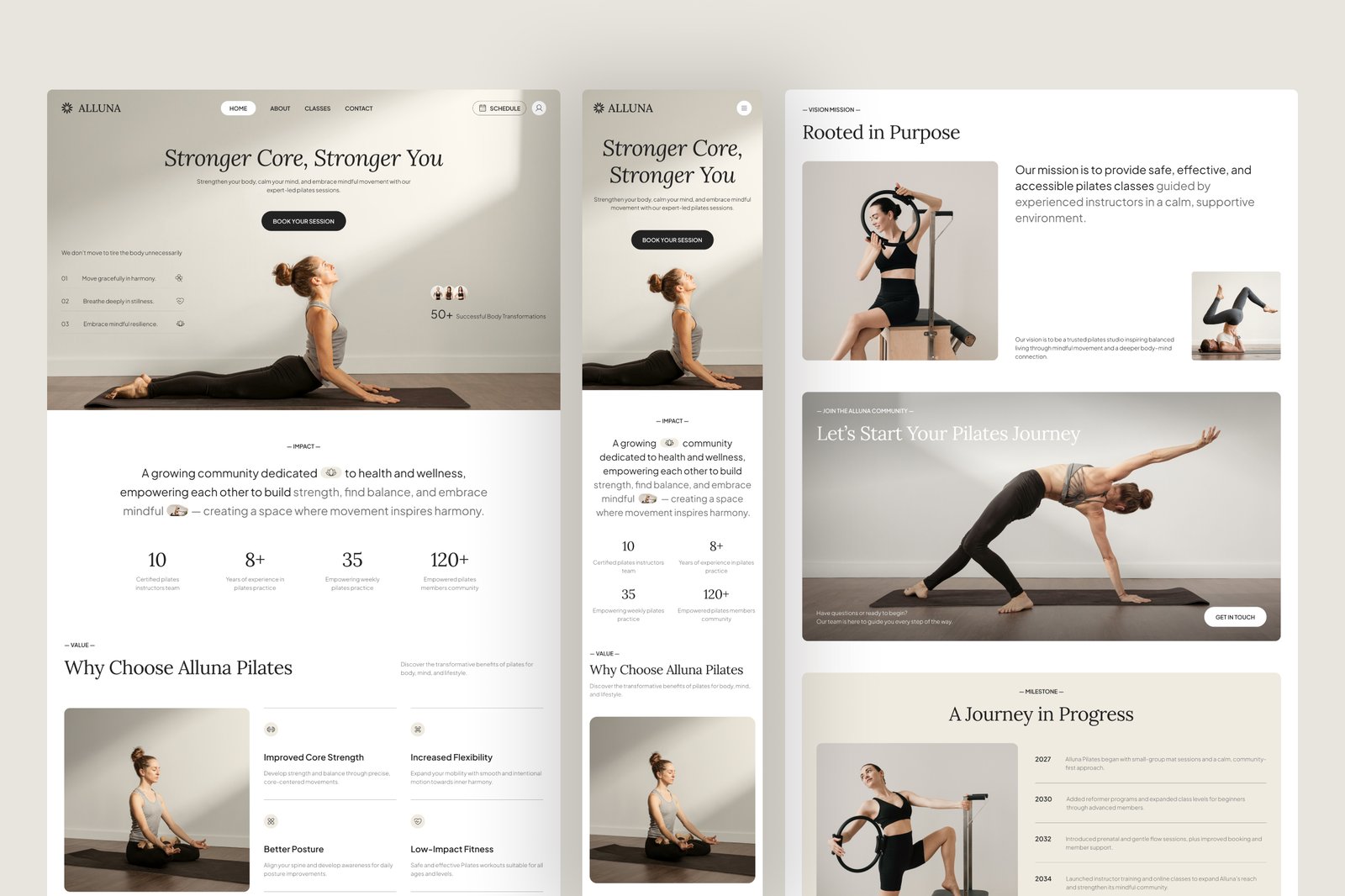 Alluna - Pilates Studio Website UI Figma Template