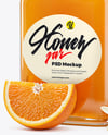 Square Glass Jar with Orange Blossom Honey Mockup