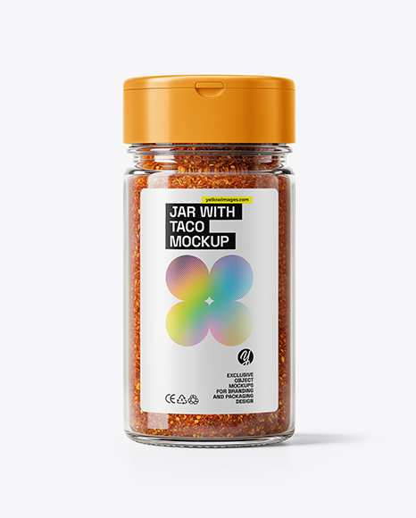 Glass Jar with Taco Seasoning Mockup - Realistic mockups