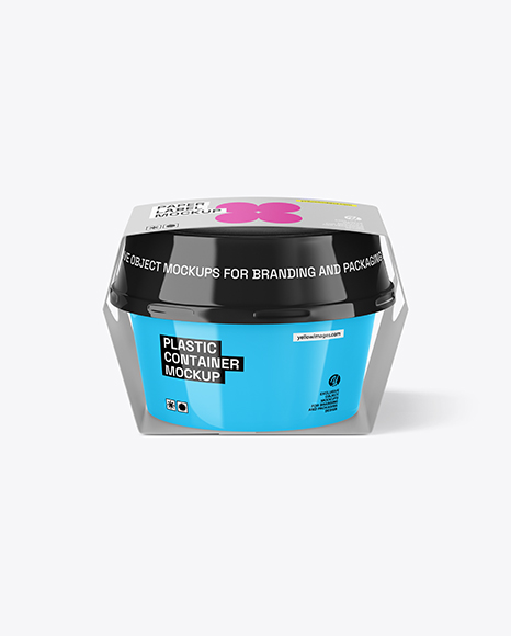 Glossy Plastic Container With Label Mockup
