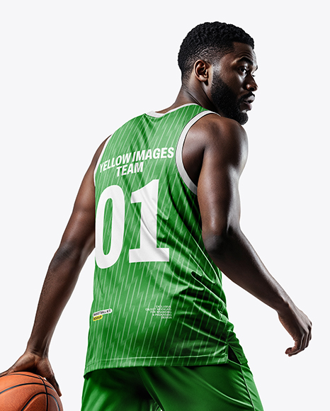 Black Man Wearing Full Basketball Kit Mockup