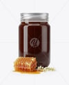 Clear Glass Jar with Buckwheat Honey Mockup