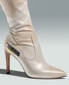 Pair of Over-The-Knee Boots on Women's Legs with Skirt Mockup