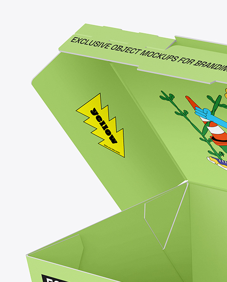 Opened Paper Food Box Mockup