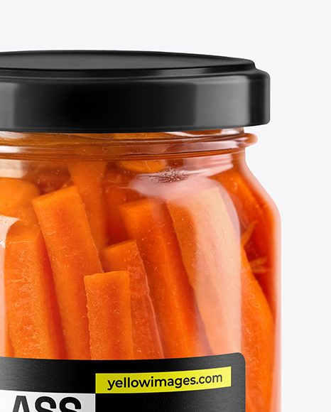 Clear Glass Jar with Pickled Carrot Sticks Mockup