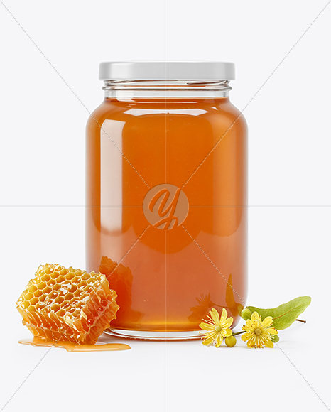 Glass Jar with Linden Honey Mockup