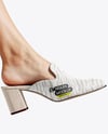Pair of Suede Mules on Woman's Legs Mockup
