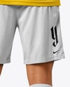 Soccer Player Wearing Jersey and Shorts Mockup