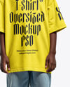 Afro-American Boy Wearing Oversize T-Shirt and Wide Jeans Mockup