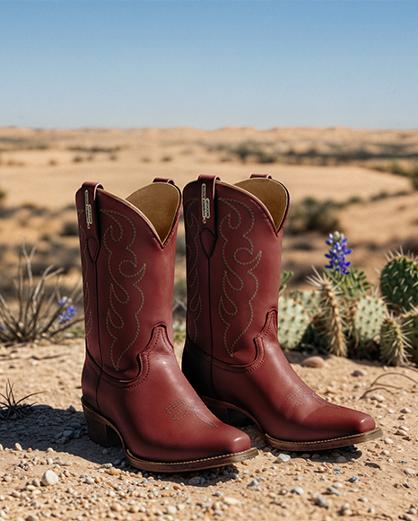 Pair of Women's Cowboy Boots Mockup