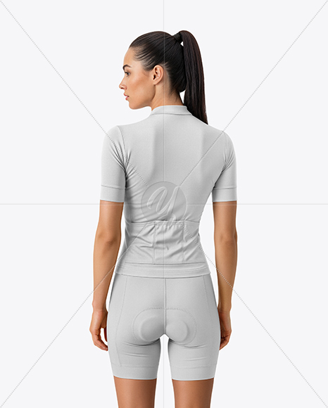 Woman Wearing Cycling Jersey and Bib Shorts Mockup