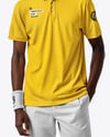 Black Man Wearing a Tennis Polo Shirt and Shorts Mockup