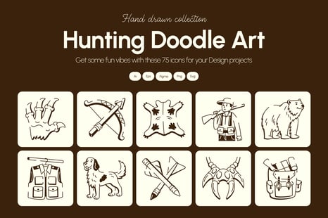 Hunting Doodle Art Set - Graphics