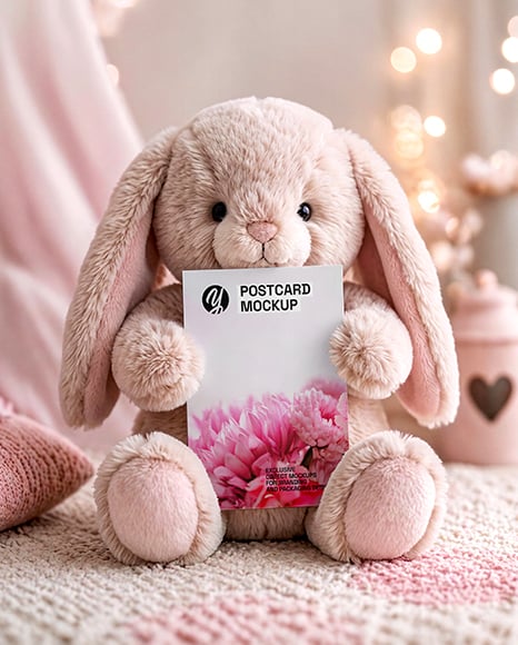 Plush Bunny with Vertical Card Mockup