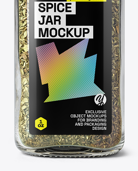 Glass Spice Jar with Dried Basil Mockup
