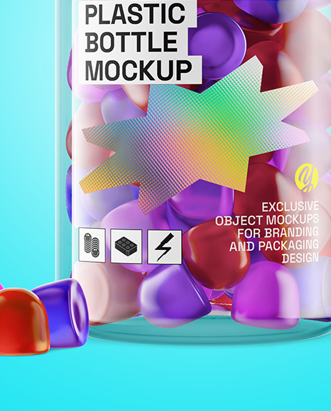 Plastic Bottle with Gummies Mockup
